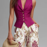 Conjunto de Pantalones con Estampado Floral Lila