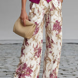 Conjunto de Pantalones con Estampado Floral Lila