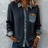 Fátima | Top de Punto con Detalles de Denim