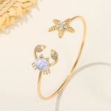 Anillo Dorado de Cancrejo Ajustable con Perla Incrustada