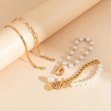 Set de Pulseras Chic Gold 4 Piezas - Serpiente, Perlas y Eslabones | Dorado