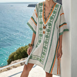 Tunique "Flavia" – Verde & Azafrán