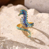 Anillo Ajustable Caballito de Mar Estilo Bohemio