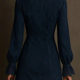 Delfine Mini Vestido de Ante con Encaje