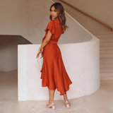 Priscia | Vestido Midi de Manga Corta para Mujeres