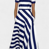 Lustra Vestido Maxi de Rayas con Corte Fluido y Caída Relajada