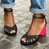 SANDALIAS DE TACÓN BICOLOR