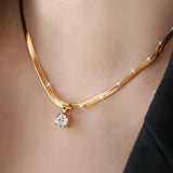 Collar de Colgante con Rhinestones Elegante | Dorado