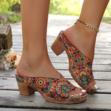 Sophia - Sandalias de Tacón Grueso Floral