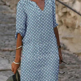 Rosamund | Vestido Midi de Cuello en V Recto para Mujeres