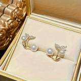 Pendientes Elegantes Cola de Sirena con Perla