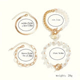 Set de Pulseras Chic Gold 4 Piezas - Serpiente, Perlas y Eslabones | Dorado