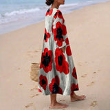 Elva - Vestido Maxi Floral en Rojo