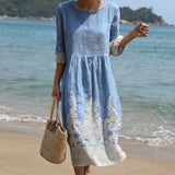 Tânia - Vestido con Estampado de Plantas y Flores