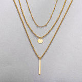 Collar vintage de cadenas superpuestas con colgante geométrico