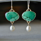 Pendientes Turquesa y Perlas Vintage