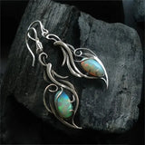 Pendientes vintage de ópalo azul en plata de ley