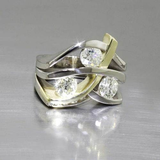 Anillo con Circonitas en Oro y Plata Vintage