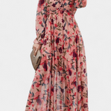 Keti Vestido Maxi Floral con Mangas Largas y Volantes Delicados