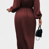 Giada Vestido Largo Elegante con Escote en V y Abertura Lateral