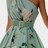 Nila Vestido Floral con Frunces y Abertura en Gasa