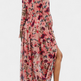 Keti Vestido Maxi Floral con Mangas Largas y Volantes Delicados