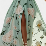 Nila Vestido Floral con Frunces y Abertura en Gasa