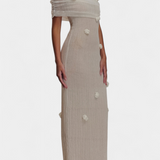 Barbara Vestido Maxi de Punto Off-Shoulder