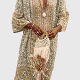 Chinara Vestido Largo Boho con Bordado Étnico y Silueta Relajada