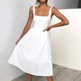 Flavia | Vestido Midi Sin Mangas con Escote Recto para Mujeres