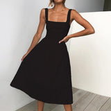 Flavia | Vestido Midi Sin Mangas con Escote Recto para Mujeres