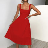Flavia | Vestido Midi Sin Mangas con Escote Recto para Mujeres
