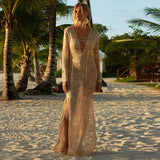 Salida de playa vestido largo tejido calado