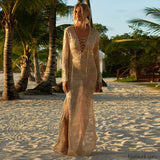 Salida de playa vestido largo tejido calado