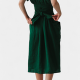 Cressida Vestido de Algodón con Escote en V y Cintura Ajustable