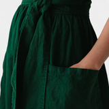 Cressida Vestido de Algodón con Escote en V y Cintura Ajustable