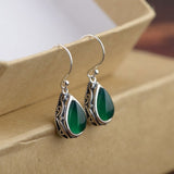 Pendientes de plata 925 con piedra de esmeralda