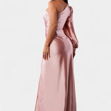 Charlotte Vestido Asimétrico Drapado de Un Hombro