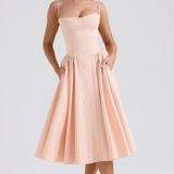 Felicity Vestido Midi Corsé Sin Mangas