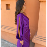 Berenice | Vestido Midi de Manga Larga con Un Hombro para Mujeres