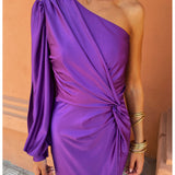 Berenice | Vestido Midi de Manga Larga con Un Hombro para Mujeres