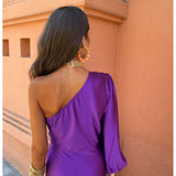 Berenice | Vestido Midi de Manga Larga con Un Hombro para Mujeres