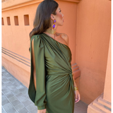 Berenice | Vestido Midi de Manga Larga con Un Hombro para Mujeres