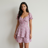 Luciana Vestido Mini Floral Cruzado