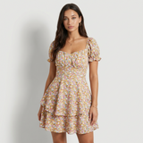 Luciana Vestido Mini Floral Cruzado