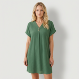 Delia Vestido con escote en V y detalles con botones