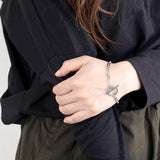 Pulsera Link T-Bar | Oro blanco